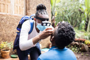 Eye screening during trachoma impact survey