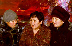 Svetlana (center) with villagers