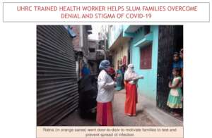 Ratna motivating slum families to test for COVID