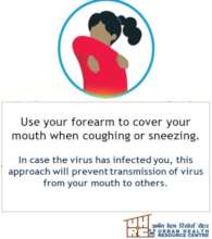 Cover mouth with elbow while coughing and sneezing