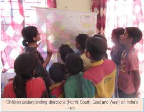 Children understanding directions on India's map
