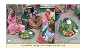Women sharing their produce