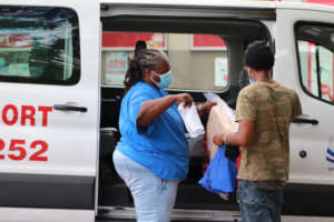 Homeless youth receive blanket and socks