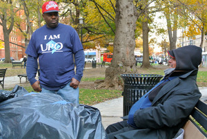 Shelter Hotline employee conversing with client
