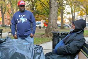 Shelter Hotline employee conversing with client