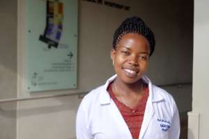 Elizabeth, ECP, outside the ED at Masaka