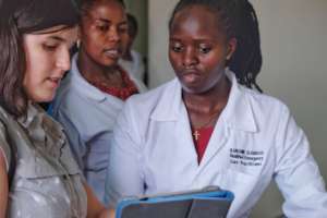Dr. Alexa, GEC volunteer, teaching Ultrasound