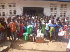 School children accept eg's sanitation supplies
