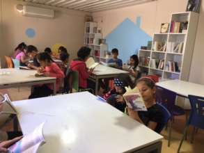 Kids having fun in the new library