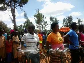 Women competing on bicycle riding