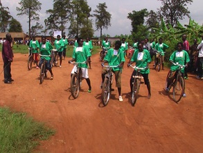 Women in riding bicycles