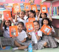 Students in their school library