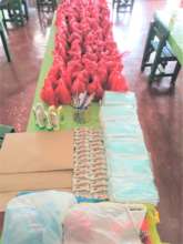 Packages of supplies and food given to families