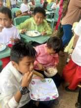 Students share meal together