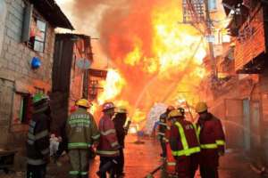 Firefighters on the scene in Jolo