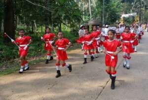 mjorettes lead education fiesta parade