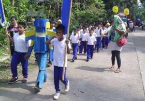 walking the robot  in culture and sports parade