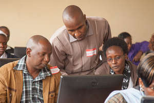 Teachers learning how to use internet resources