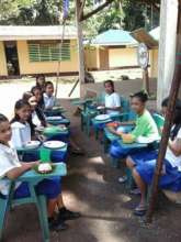 Everyone eats lunch at Bunot Elementary