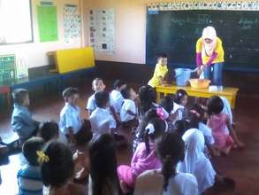 Kindergarten  hygiene class at Sahaya Elementary