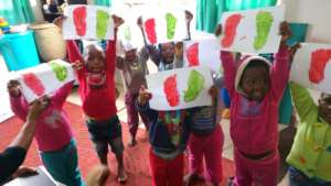 Showing off our painted feet!