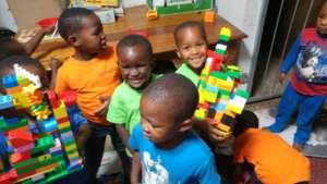 Proud of their Lego creations