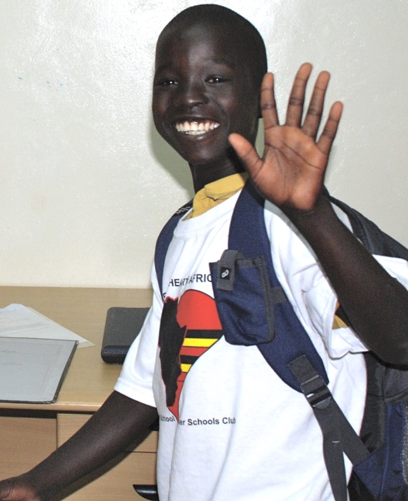 Julius excited receiving his first backpack