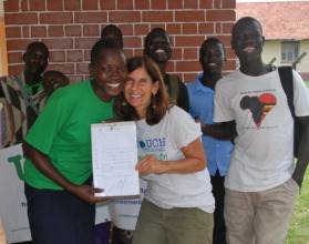 Peace poem, Deb with a few sponsored students.