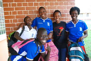 Sponsored Student girls with new backpacks
