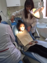 Children from community receiving dental care