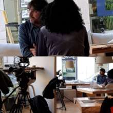 Survivor filming an interview for big TV program