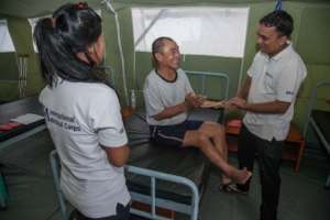 Dhan receiving physiotherapy treatment