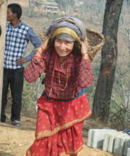 Ganga during the masonry training