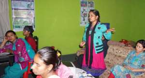 Sharing her understanding with the group