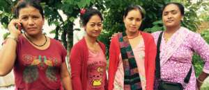 Women's rebuilding committee, Gaura is on the left