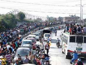 Fuel lines in Kathmandu, photo from Kathmandu Post