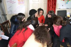 Mentees at a group meeting on Steps to Success