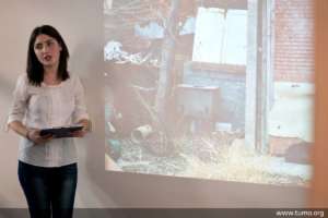 A mentee at TUMO giving a PPT