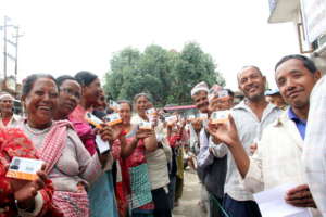 waiting in queue for cash distribution