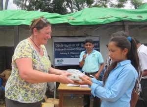 Globalgiving UK representative distributing