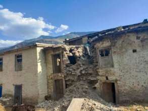 A house damaged by earthquake in Bichhya