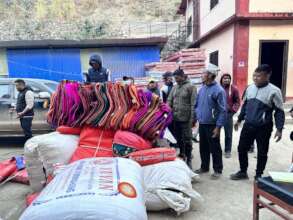 Blanket distribution for earthquake victims