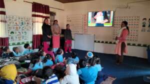 Children studying in safe building