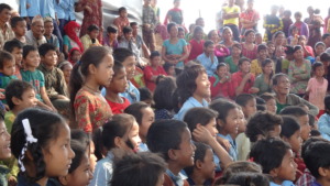 Children Enjoying a Build Back Better Production