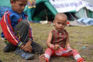 Children in one of the displaced camps we helped