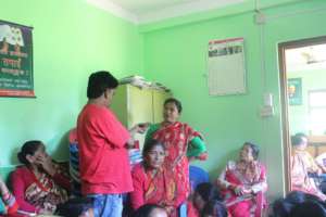 Community meeting for women in Mahadevistan