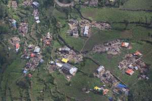 Aerial view of Dolakha region after earthquake