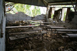 A ruined classroom
