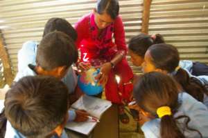 Gujarpa Lower Secondary School teacher & students