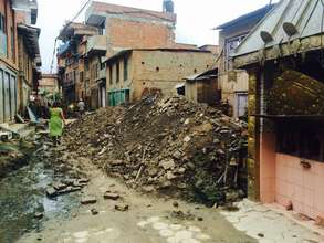 Rubble lines the streets